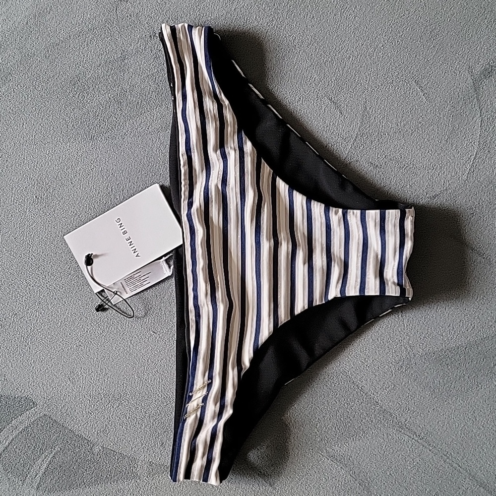 Anine Bing Striped Reversible Bikini Bottom
